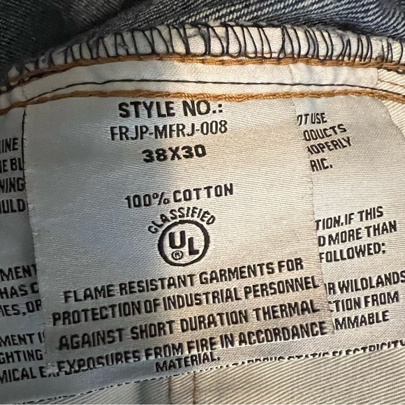 SOLD   Men's Forge FR Flame Resistant Work Jeans Dark Wash Bootcut Size 38X30 - Picture 5 of 7